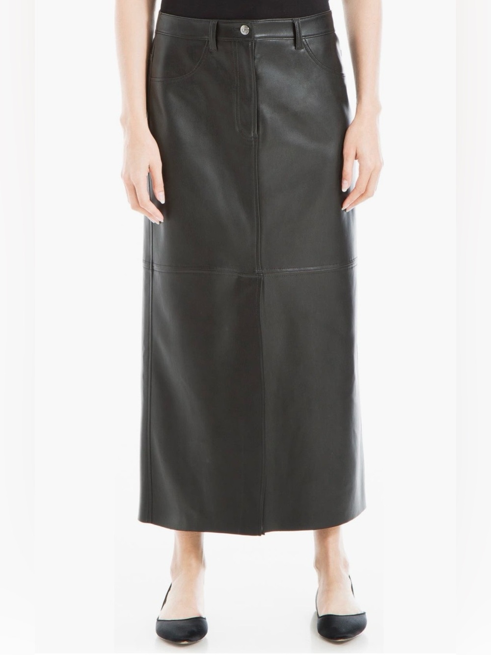 Max Studio Black Faux Leather Maxi Skirt